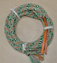 Olive green, tan and honey with dark green and cream fleck mecate
