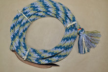 Olive green, blue and soft lavender  5/8" mecate in the "Snake skin" pattern.