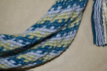 Olive green, blue and soft lavender  5/8" mecate in the "Snake skin" pattern.