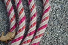 Loop rein: two toned pink stripe. Medium.