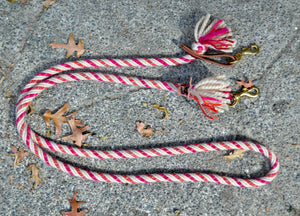 Loop rein: two toned pink stripe. Large.