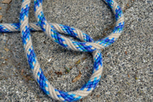 Loop rein: Cream and blue "awa" pattern. Medium