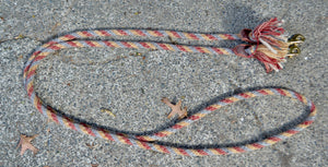 Loop rein: Grey, mustard and pink in "2,4,6" pattern. Large.