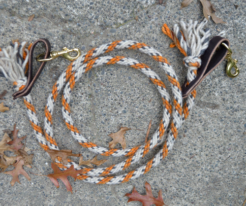Loop Rein:  Cream, orange with grey and cream fleck in the 