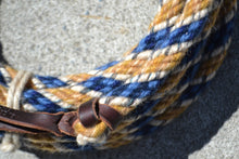 Navy blue and mustard mecate in the "Mahia" pattern