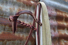 Loping hackamore cream and grey rope nose band. "B"