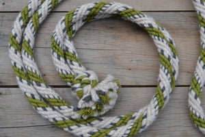 Cream, grey and lime green loping rein.