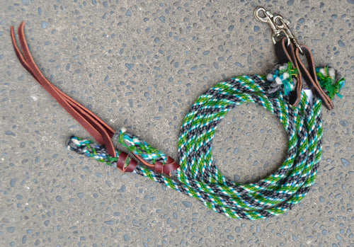 Green, Blue, and Grey Split Reins. Medium