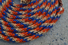 Tan, orange and blue  "1 and 1 half" pattern mecate